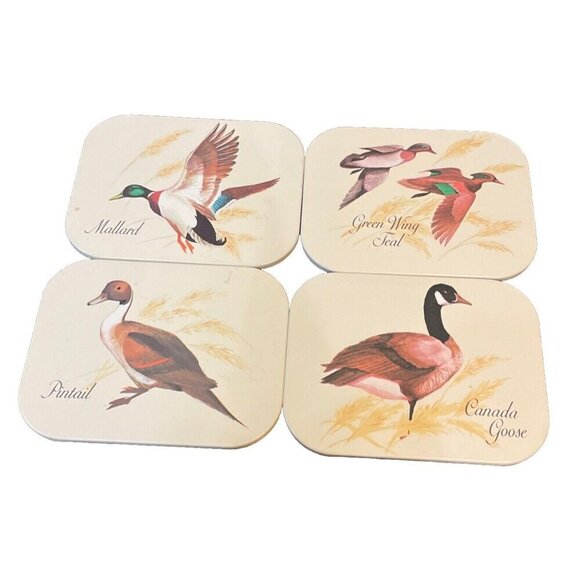AVON Chesapeake Collection Mallard Ducks‎ SET of 4 Beverage Drink Coasters 1981 - Picture 1 of 6